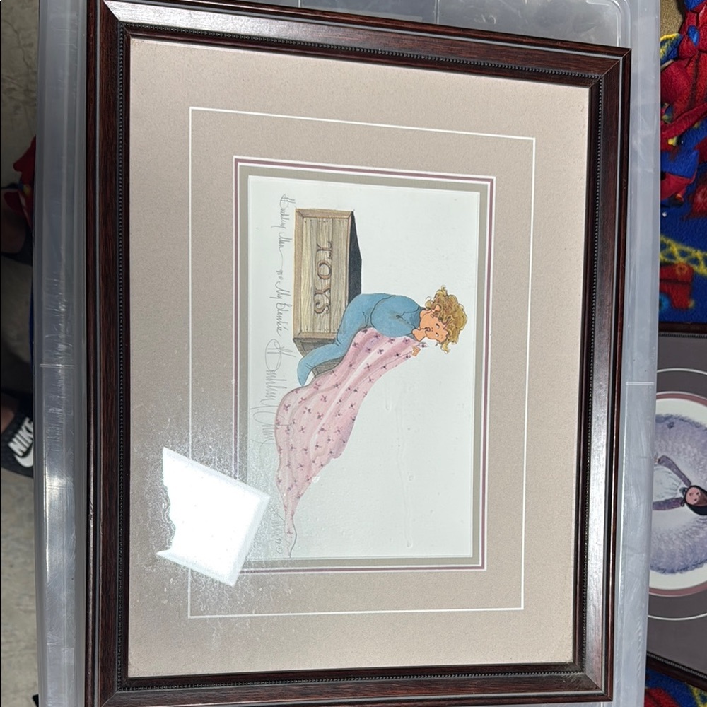 Framed Art Print with Pink and Blue Accents